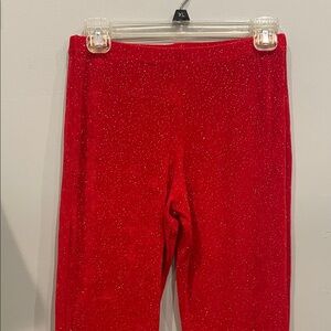 Red Sparkle pants elastic waist vintage medium